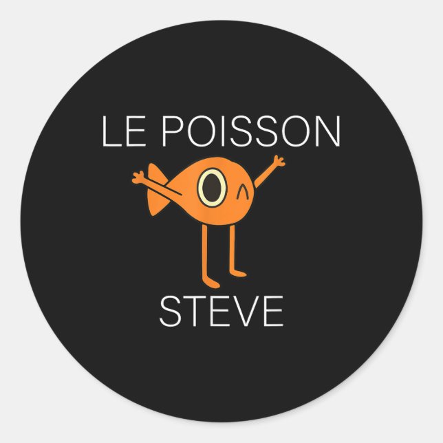 Sticker Rond Poisson Drôle Le Poisson Steve Pour Enfants Femmes (Devant)