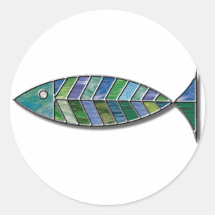 Sticker Rond Poisson en verre tendu