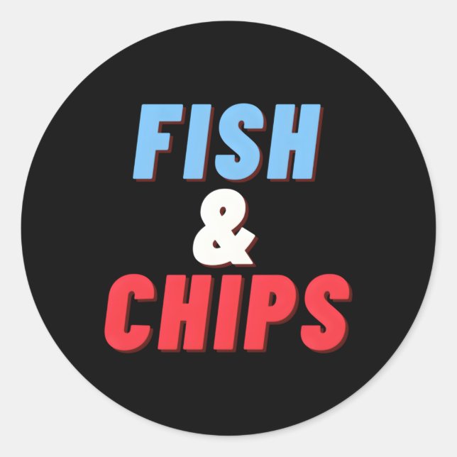 Sticker Rond Poisson Et Chips Le Repas Parfait Du Chippy (Devant)