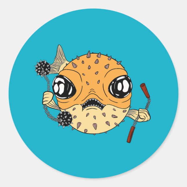 Sticker Rond Poisson-globe (Devant)