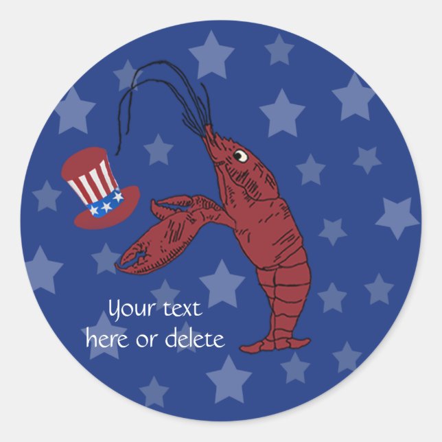 Sticker Rond Poisson-grive de homard patriotique (Devant)