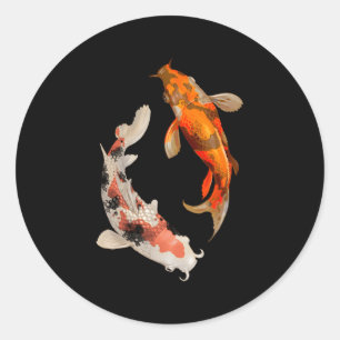 Sticker Rond Poisson japonais Koi Nishikigoi Yin Yang Carp