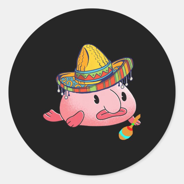 Sticker Rond Poisson Laide Poisson Profond Mer Drôle Costume So (Devant)