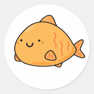 Sticker Rond Poisson orange Cute Kawaii