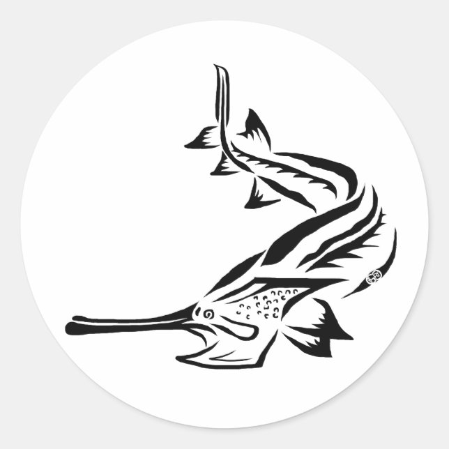 Sticker Rond Poisson-pagaie Tribal & Rostrum (Devant)