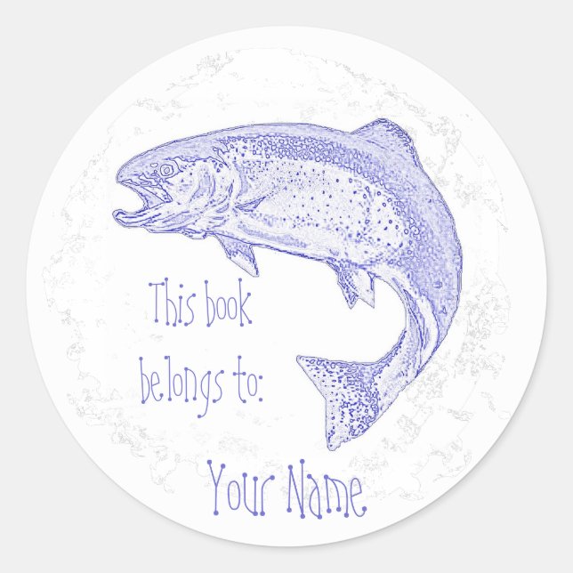 Sticker Rond Poisson personnalisé - Plaque de livre (Devant)