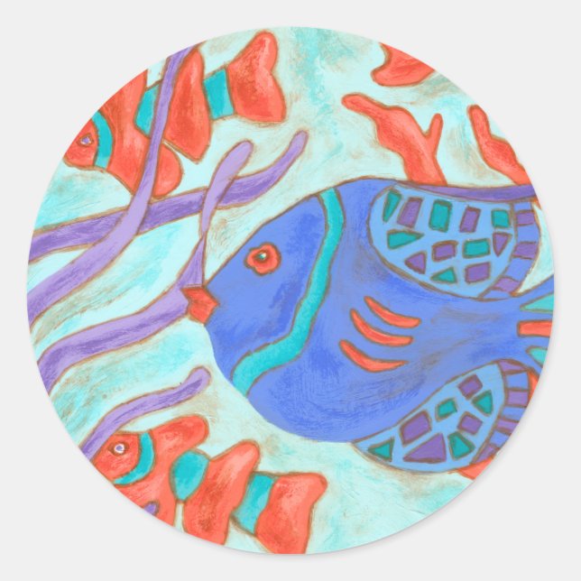 Sticker Rond Poisson Pop (Devant)
