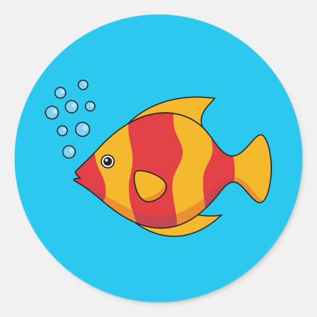 Sticker Rond Poisson rouge orange tropical (Devant)