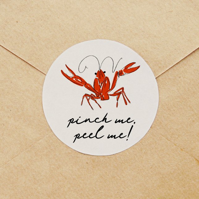 Sticker Rond Poisson Rouge Pinch Me Peignez-Moi Seafood Boil Pa (Red crawfish Pinch Me, Peel Me! sticker.)