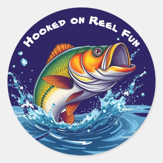 Sticker Rond Poisson sur bobine amusant (Devant)