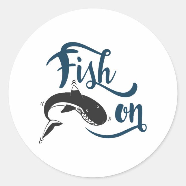 Sticker Rond Poisson Sur Cadeau De Pêche (Devant)