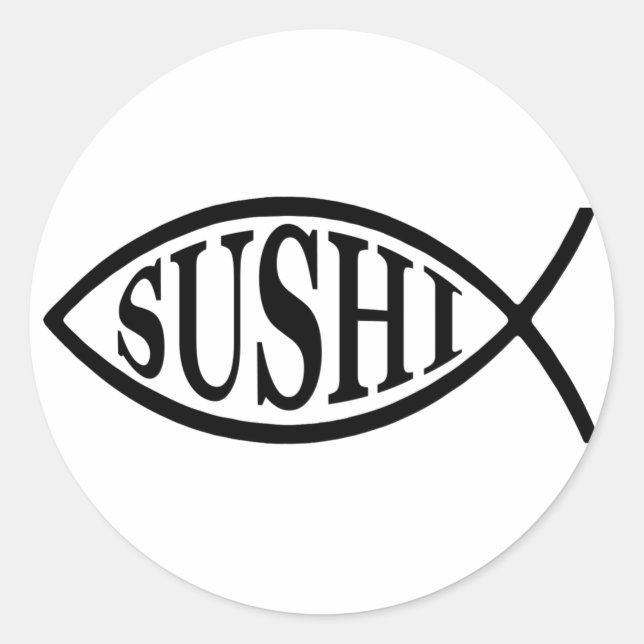 Sticker Rond Poisson Sushi (Devant)