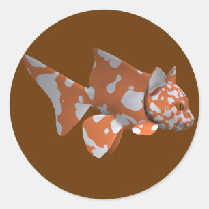 Sticker Rond Poisson tacheté Orange-Blanc