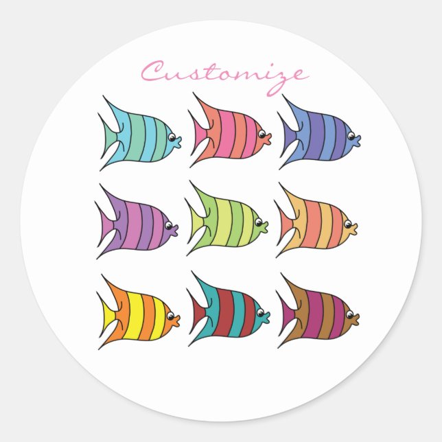 Sticker Rond Poisson tropical multicolore Thunder_Cove (Devant)