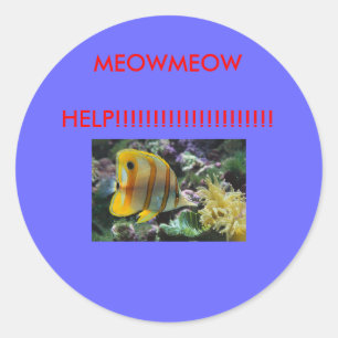 Sticker Rond Poissons, AIDE     de MEOWMEOW ! ! ! ! ! ! ! ! ! !
