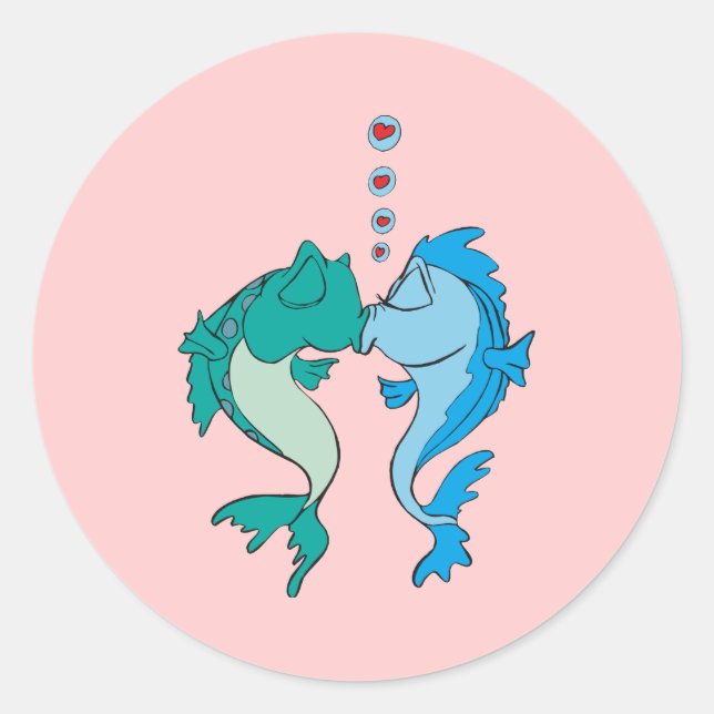 Sticker Rond Poissons Amoureux (Devant)