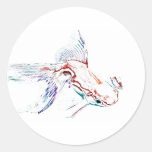 Sticker Rond Poissons d'arc-en-ciel/poisson rouge/Koi