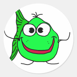 Sticker Rond Poissons de bande dessinée