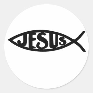 Sticker Rond Poissons de Jésus (noir d'autocollant)