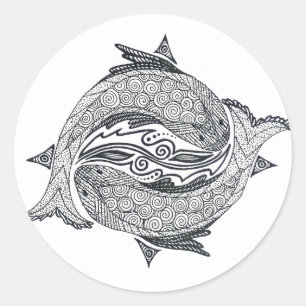 Sticker Rond Poissons no 2