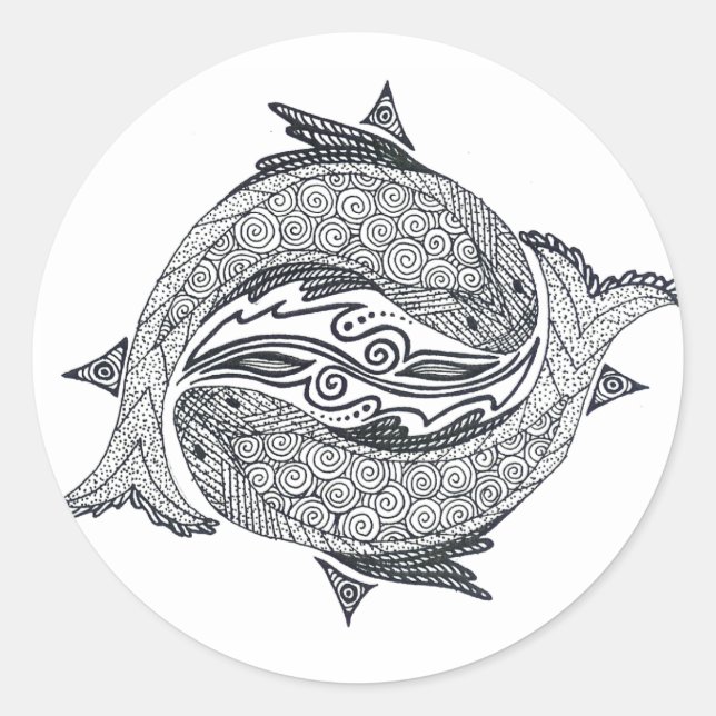 Sticker Rond Poissons no 2 (Devant)