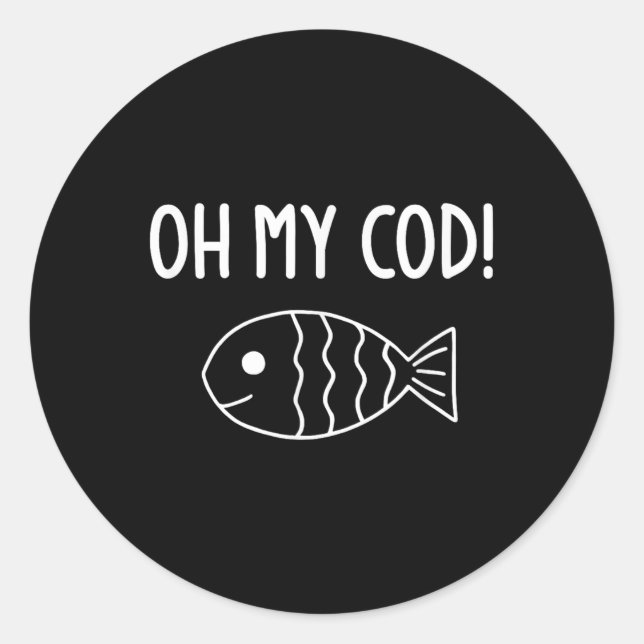 Sticker Rond Poissons Puns, Oh Mon Morceau, Drôle, Blagues, Sar (Devant)
