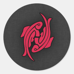 Sticker Rond Poissons rouges Crimson