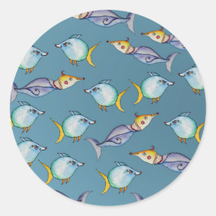 Sticker Rond Poissons Whimsical