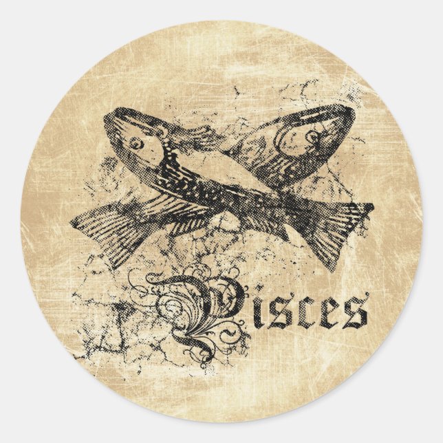 Sticker Rond Poissons Zodiac vintages (Devant)