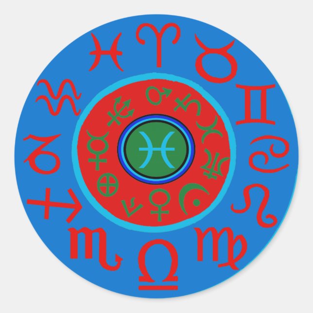 Sticker Rond Poissons Zodiaque (Devant)