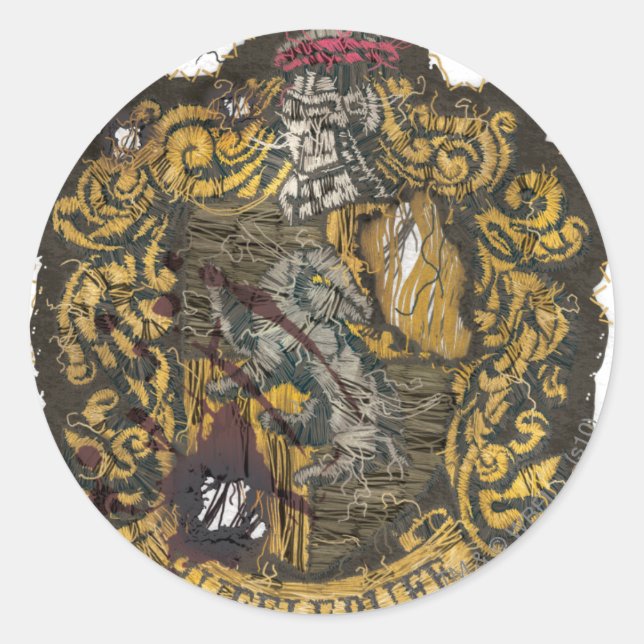 Sticker Rond Poitrine de Hufflepuff - Détruite (Devant)