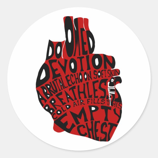 Sticker Rond poitrine vide : coeur anatomique (Devant)