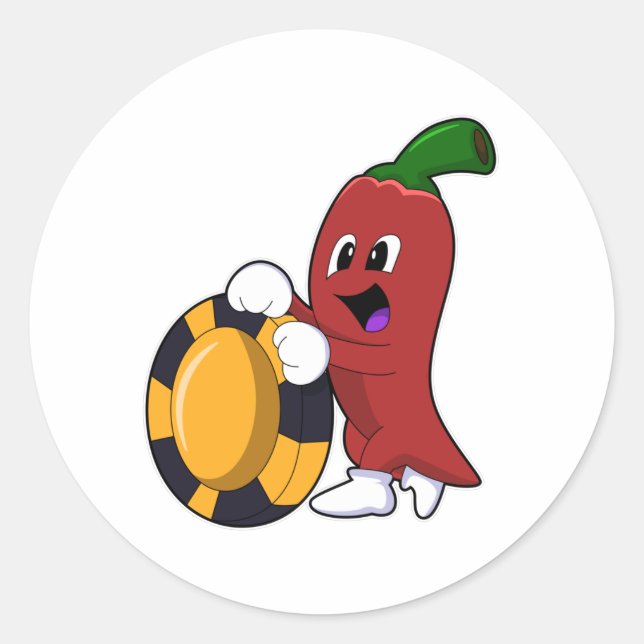Sticker Rond Poivre au Poker avec des jetons de Poker (Devant)