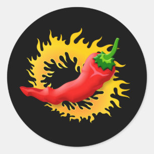 Sticker Rond Poivre avec flamme