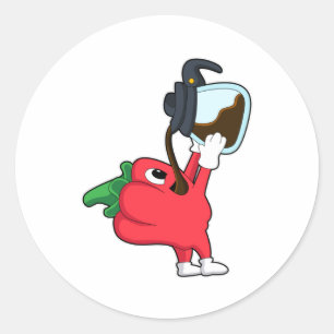 Sticker Rond Poivre avec pot de café