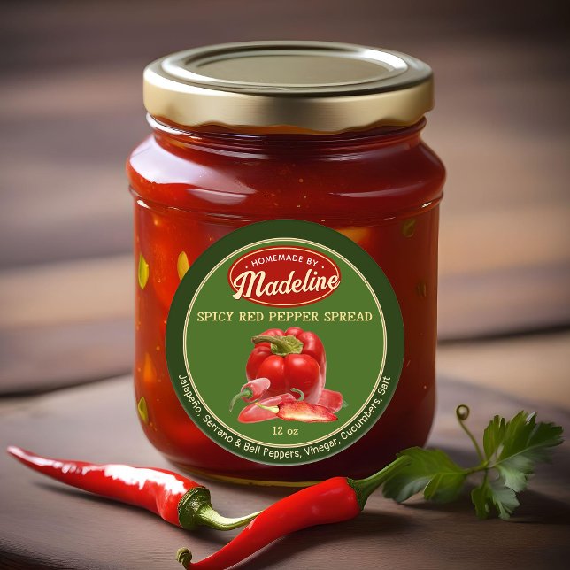 Sticker Rond Poivre rouge épicé Étalé vert et rouge (Créateur téléchargé)