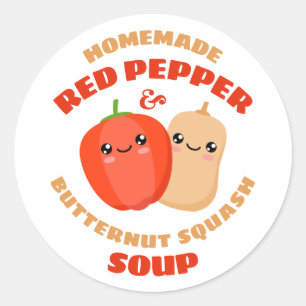 Sticker Rond Poivre rouge maison et soupe de courge en noix de 