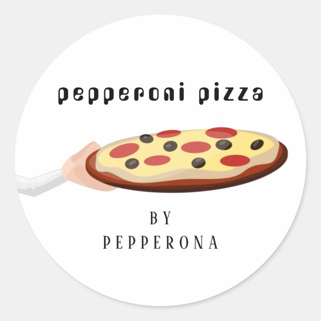 Sticker Rond Poivron à pizza personnalisé simple illustration b (Devant)