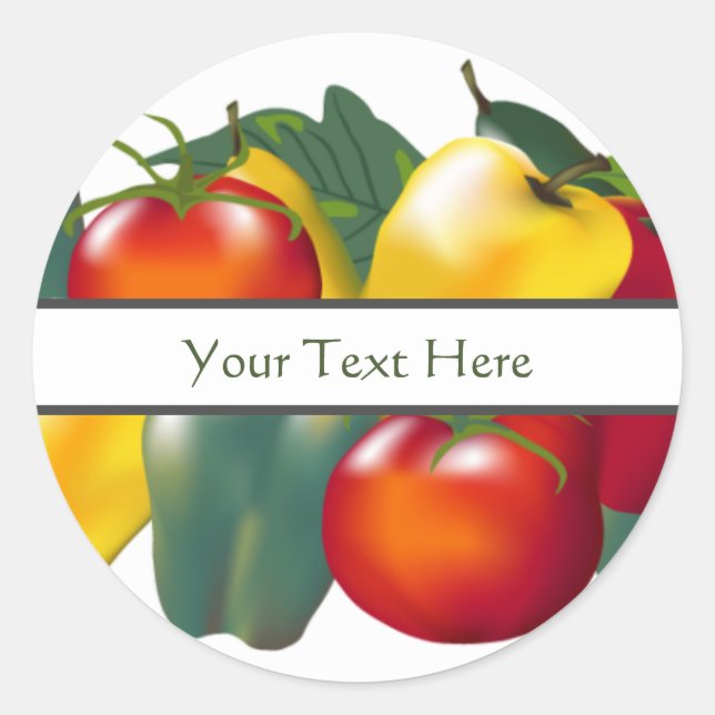 Sticker Rond Poivrons Bell et tomates (Devant)
