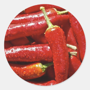 Sticker Rond Poivrons de piments d'un rouge ardent