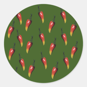 Sticker Rond Poivrons rouges brûlants