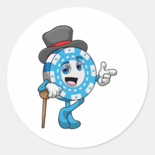 Sticker Rond Poker avec jetons Poker