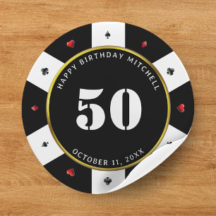 Sticker Rond Poker Chip 50e fête d'anniversaire