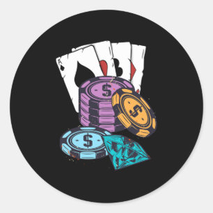 Sticker Rond Poker Chips Casino Gambler Holdem Bluff Cartes Cad