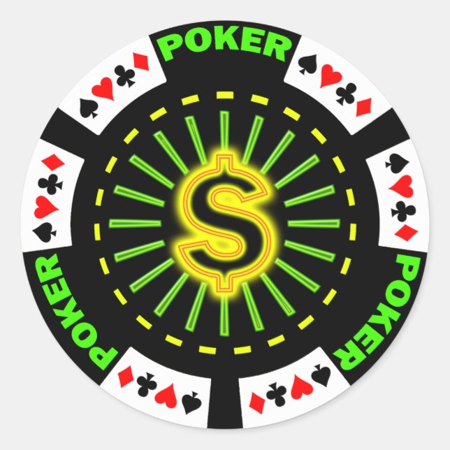 STICKER ROND POKER DE SIGNE DOLLAR (Devant)