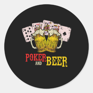 Sticker Rond Poker Et Bière Jeu De Poker Magnifique Jouer Cadea