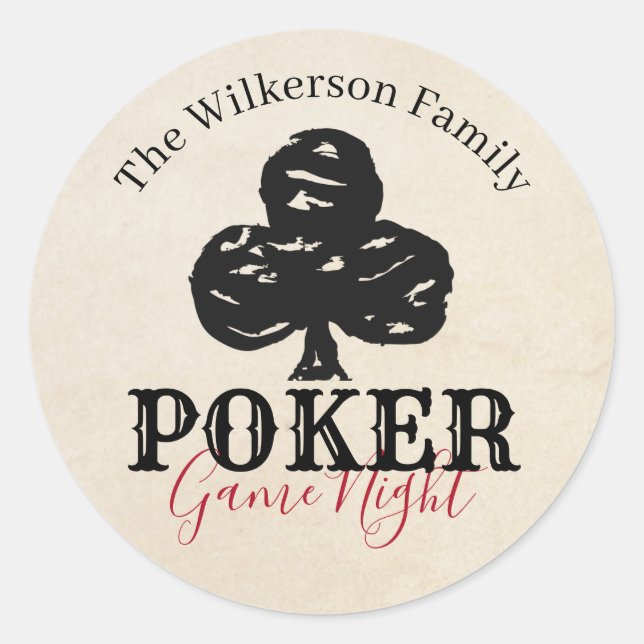 Sticker Rond Poker Jeu Nuit Style Vintage Clubs (Devant)
