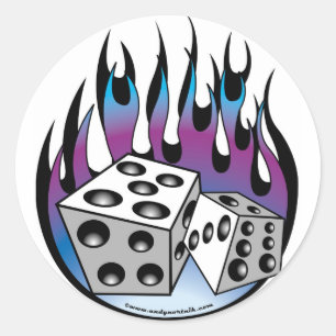 Sticker Rond Poker Lucky 7 Dits Et Flames