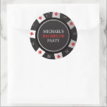 Sticker Rond Poker Night Bachelor Party Las Vegas Casino<br><div class="desc">Entrez dans le monde excitant de l'amusement à enjeux élevés avec nos Stickers ronds Poker Chip, la faveur parfaite de la fête de célibataire inspirée par le éclat et le glamour de Las Vegas et l'excitation du poker. Chaque autocollant rond est conçu pour ressembler à une puce de poker authentique,...</div>