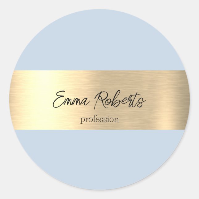Sticker Rond Polar Sky Blue Gold Foil Rustique Faux (Devant)